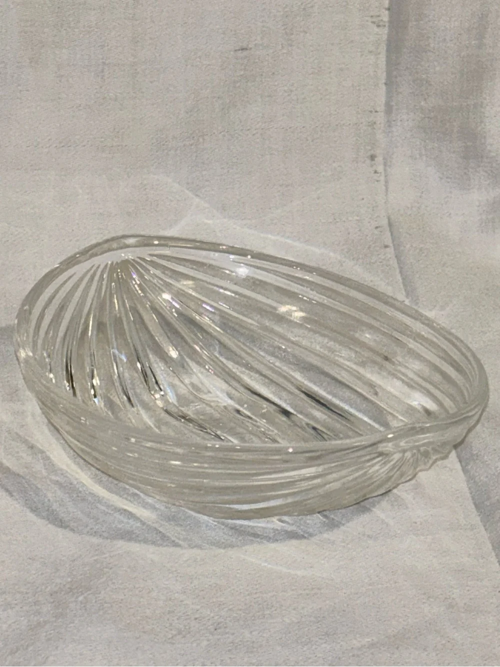 Vintage Clear Optic Swirl Glass Serving Bowl Set 7 Piece Mid Century Style